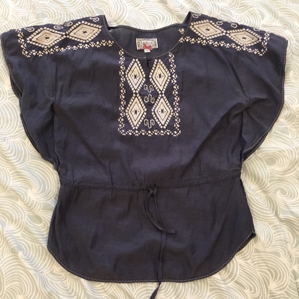 Anthropologie Embroidered batwing blouse baraschi
